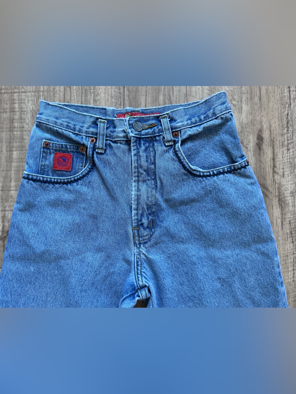Vintage 90’s Request First fit Issue Light Blue Denim tapered Jeans retro - Picture 6 of 10